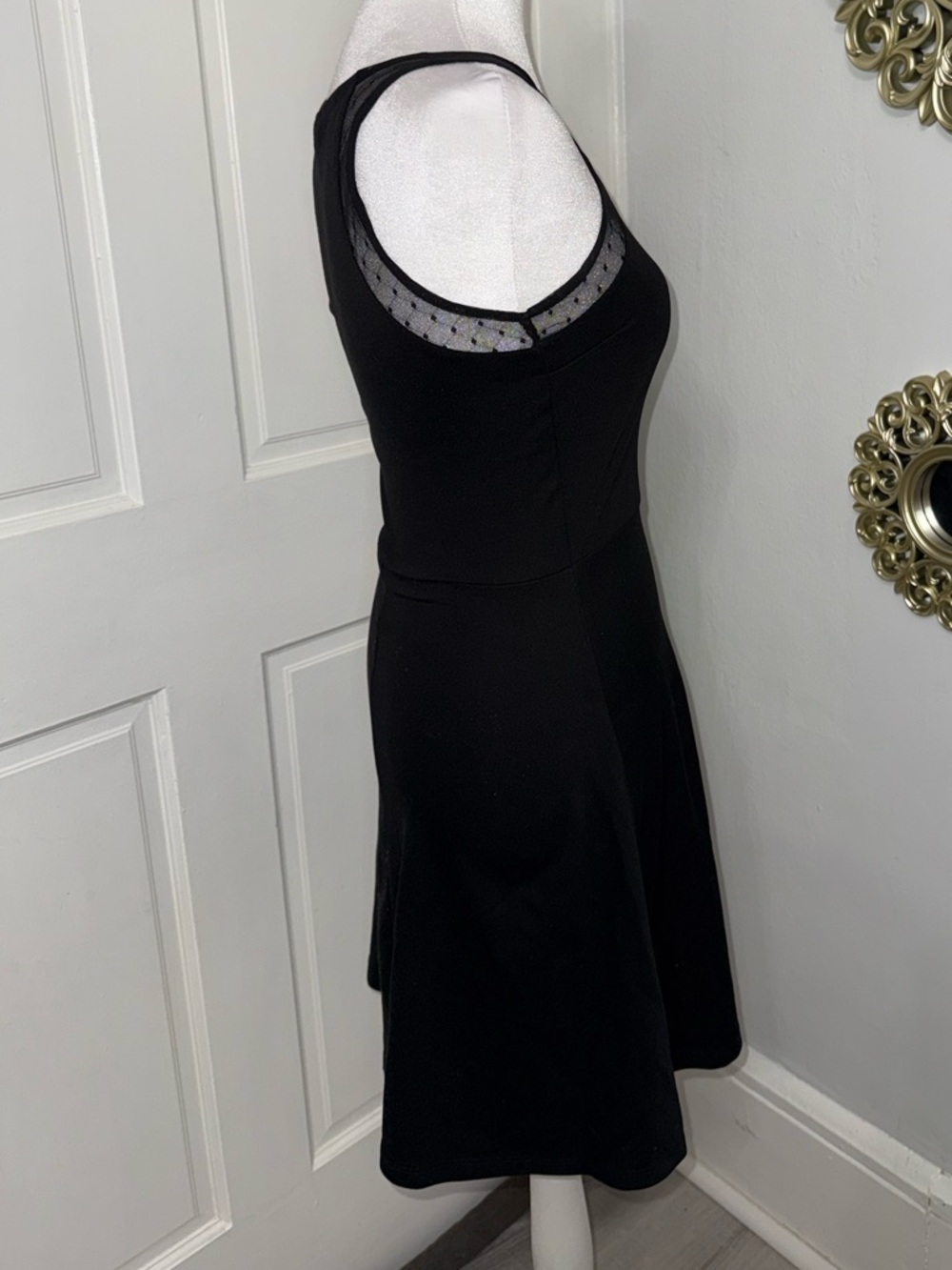 H&M Black Mini Casual Dress With Mesh Shoulder Details Size XS. - Picture 3 of 12